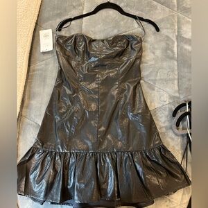 American threads fake leather mini dress